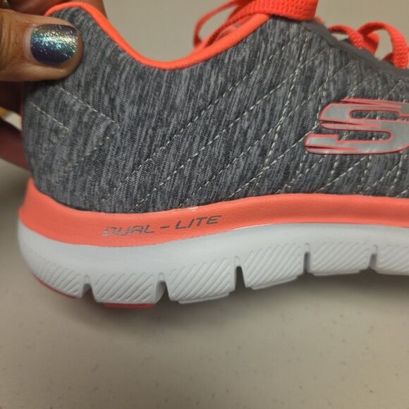 Skechers Womens Dual Lite Weight 12753 Gray / Pink Running Shoes Sneakers Size 7 - Picture 9 of 10